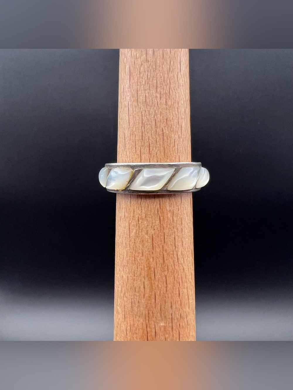 Sterling Silver Mother of Pearl Band Ring